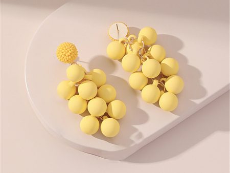 Yellow Acrylic & Howlite Round Grape Drop Earrings on Sale