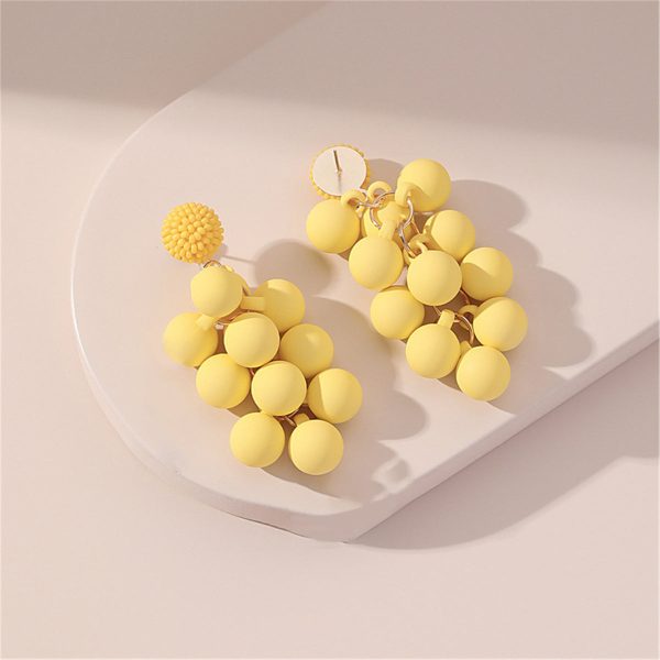 Yellow Acrylic & Howlite Round Grape Drop Earrings on Sale