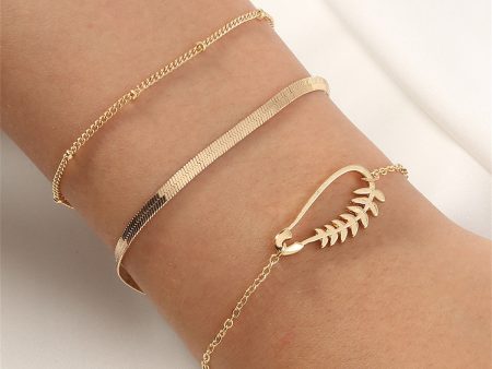 18K Gold-Plated Botany Charm Cable Chain Bracelet Set Online Hot Sale