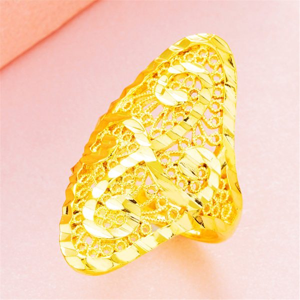 18K Gold-Plated Filigree Adjustable Bypass Ring Online now