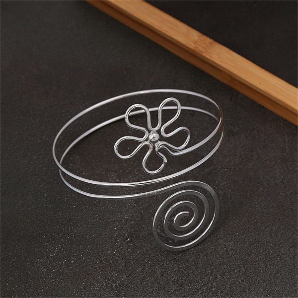 Silver-Plated Floral Swirl Arm Cuff Online Hot Sale