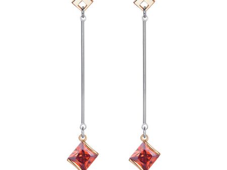 Red Princess Crystal & Two-Tone Drop Earrings Online