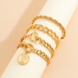 18K Gold-Plated Coin Toggle Chain Bracelet Set Fashion