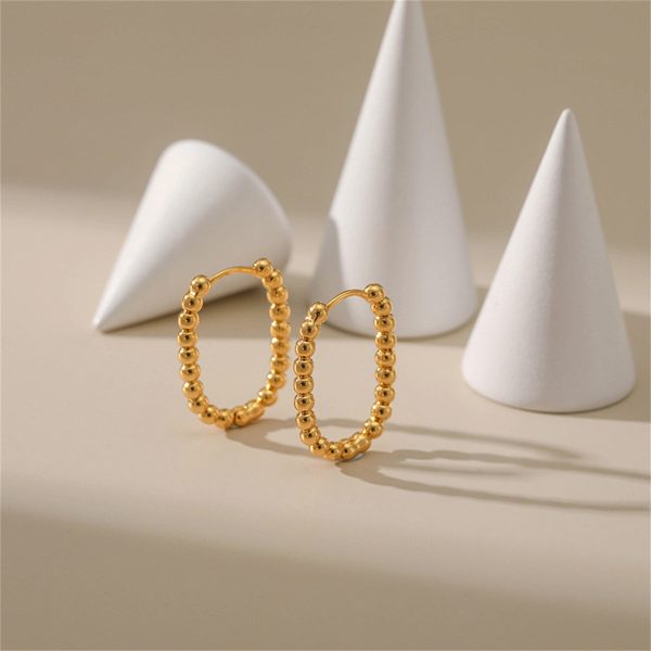 18K Gold-Plated Beaded U-Shaped Huggie Earrings Cheap