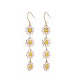 White Enamel & 18K Gold-Plated Linked Mums Drop Earring Supply