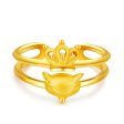 18K Gold-Plated Fox & Crown Openwork Layered Ring For Cheap