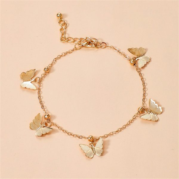 18K Gold-Plated Butterfly Station Anklet Discount