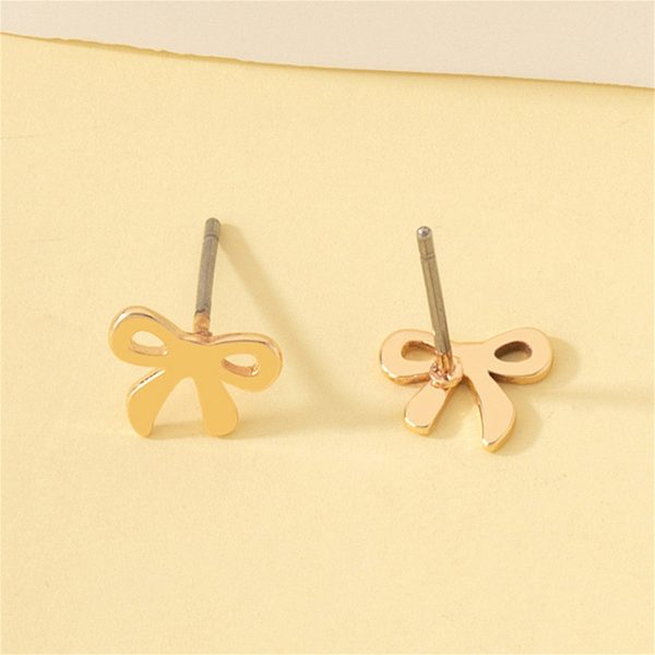 18K Gold-Plated Bow Stud Earrings For Discount