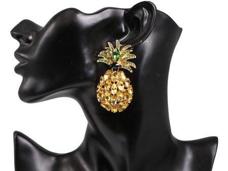 Yellow Crystal & Cubic Zirconia Pineapple Drop Earrings Fashion