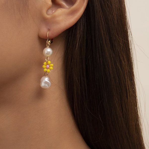 Yellow Howlite & Pearl 18K Gold-Plated Drop Earrings Hot on Sale