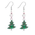 Red Rhinestone & Green Enamel Christmas Tree Drop Earrings For Sale