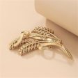 18K Gold-Plated Crystal & Green Enamel Wheat Brooch on Sale