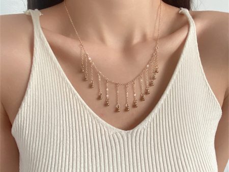 18K Gold-Plated Bead Tassel Statement Necklace Online Sale