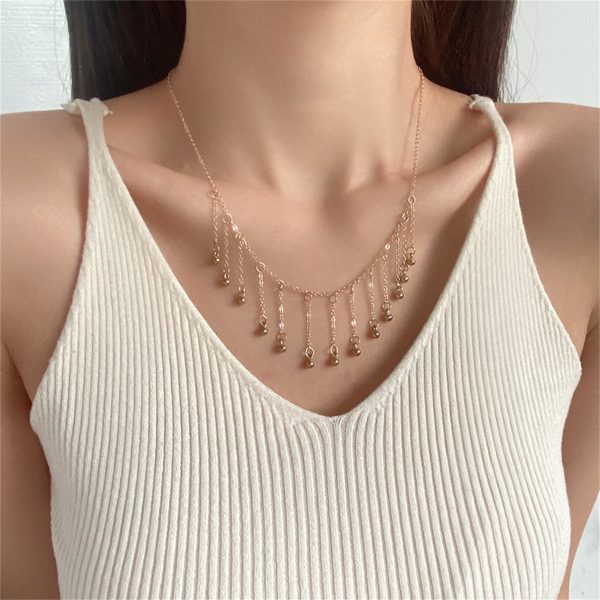 18K Gold-Plated Bead Tassel Statement Necklace Online Sale