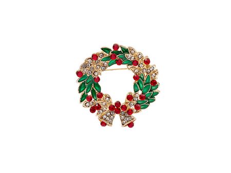 Cubic Zirconia & Enamel 18K Gold-Plated Bell Wreath Brooch Online