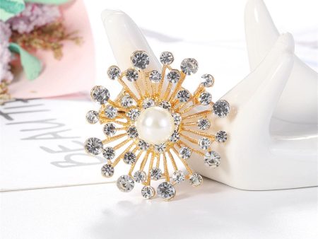 Clear Cubic Zirconia & Pearl 18K Gold-Plated Firework Brooch Online