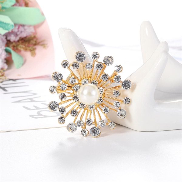 Clear Cubic Zirconia & Pearl 18K Gold-Plated Firework Brooch Online