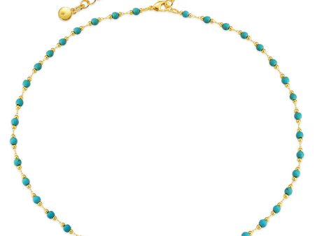 Turquoise & 18K Gold-Plated Bead Necklace For Discount