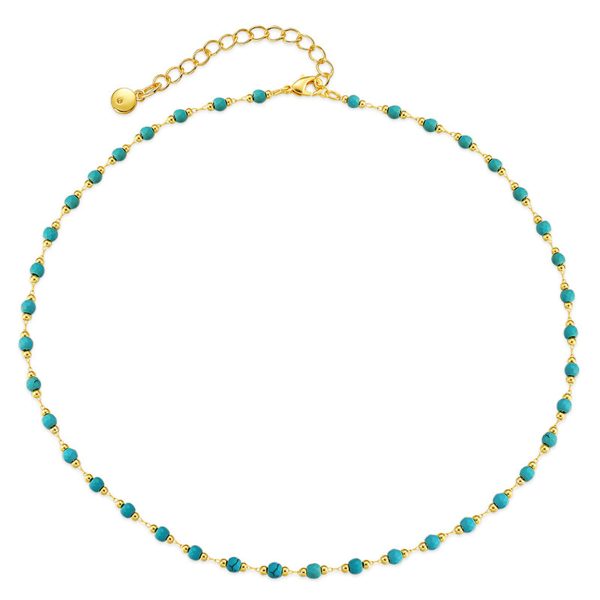 Turquoise & 18K Gold-Plated Bead Necklace For Discount