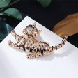 Blue Cubic Zirconia & Enamel 18K Gold-Plated Cat Brooch For Discount