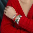 Green & Red  Merry   Joy  Beaded Stretch Bracelet Set For Cheap