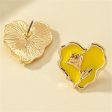 Yellow Enamel & 18K Gold-Plated Rose Heart Stud Earrings Cheap