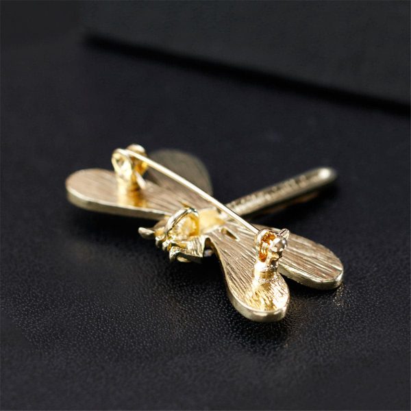 Cubic Zirconia & 18K Gold-Plated Dragonfly Brooch For Discount