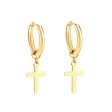 18K Gold-Plated Cross Huggie Earrings For Discount