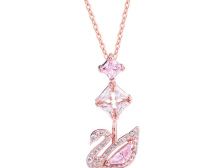 Pink Crystal & Cubic Zirconia Swan Pendant Necklace Online Hot Sale