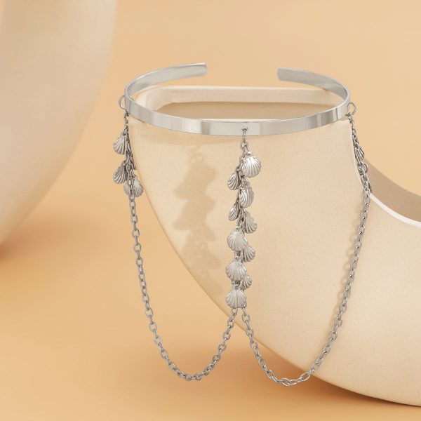 Silver-Plated Shell Tassel Arm Cuff For Sale