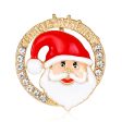 Cubic Zirconia & 18K Gold-Plated Santa Claus Halo Brooch Supply