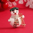 Cubic Zirconia & 18K Gold-Plated Skiing Snowman Brooch Hot on Sale