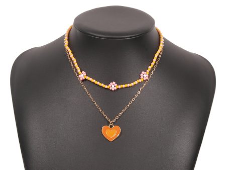 Yellow Howlite & Enamel 18K Gold-Plated Mum Chain Heart Pendant Necklace Set Discount