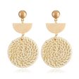 Wood & Rattan Tiered Drop Earrings Supply