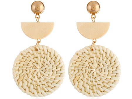 Wood & Rattan Tiered Drop Earrings Supply