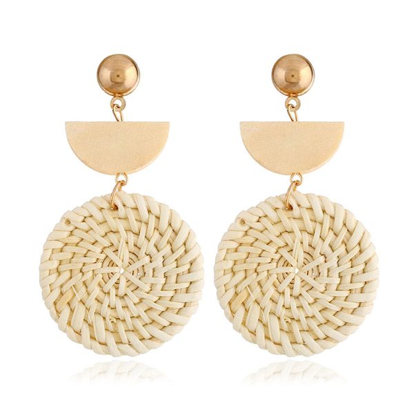 Wood & Rattan Tiered Drop Earrings Supply