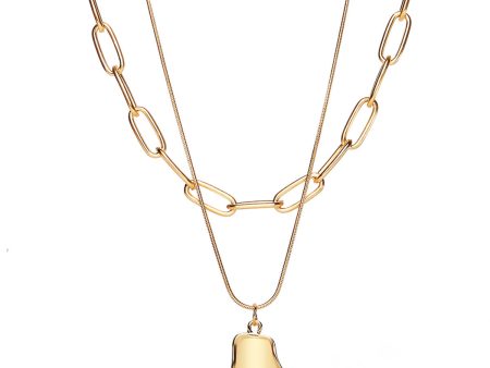 18K Gold-Plated Cable Chain Layered Pendant Necklace For Cheap