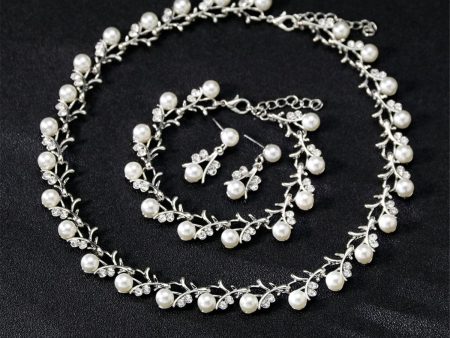 Pearl & Cubic Zirconia Botany Branch Statement Necklace Set Discount