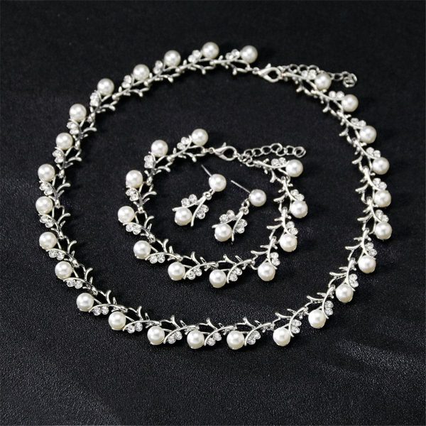 Pearl & Cubic Zirconia Botany Branch Statement Necklace Set Discount