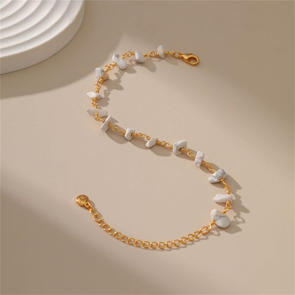 White Turquoise & 18K Gold-Plated Bracelet For Sale