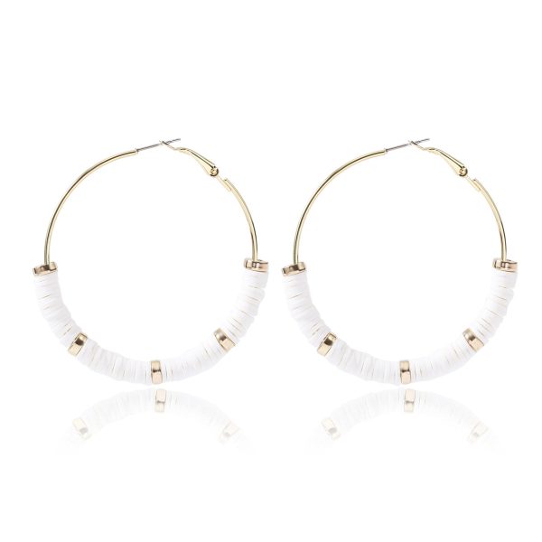 White Polymer Clay & 18K Gold-Plated Hoop Earrings on Sale