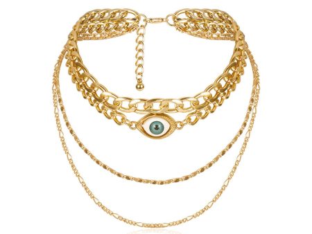 18K Gold-Plated Curb & Figaro Chain Layered Necklace For Discount