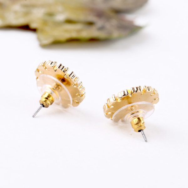 Yellow & White Resin Sunflower Stud Earrings on Sale