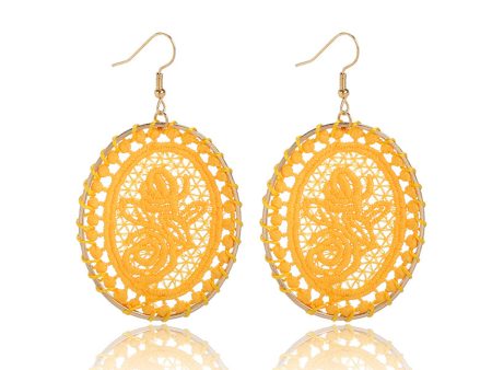 Yellow Polyster & 18K Gold-Plated Botanical Oval Drop Earrings Fashion