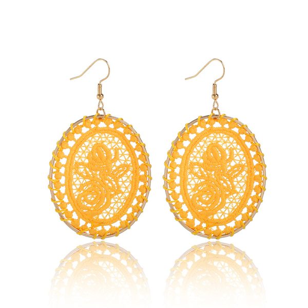 Yellow Polyster & 18K Gold-Plated Botanical Oval Drop Earrings Fashion