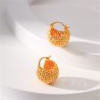 18K Gold-Plated Basket Huggie Earrings Fashion