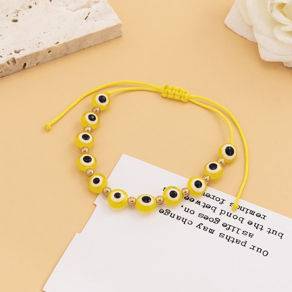 Yellow Polyster & 18K Gold-Plated Eye Beaded Adjustable Bracelet Online Sale