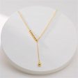 18K Gold-Plated Bead Lariat Necklace For Sale