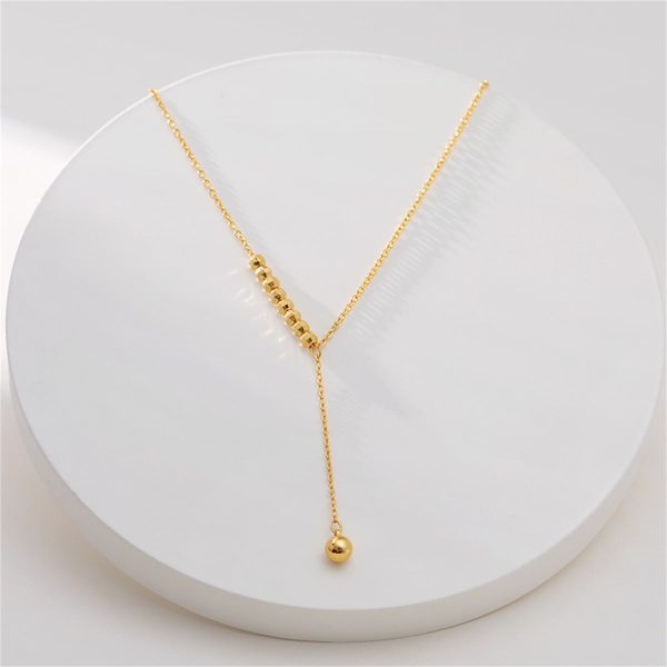 18K Gold-Plated Bead Lariat Necklace For Sale