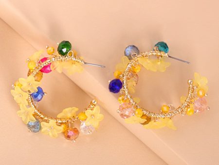 Yellow Acrylic & 18K Gold-Plated Flower Hoop Earrings Online now